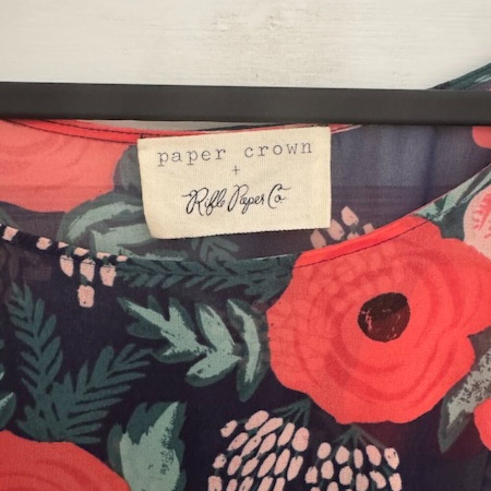 Rifle Paper x Paper Crown Spanish Rose Sheer Floral Dress M